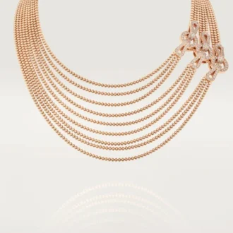 Agrafe Necklace, Medium Model, Half-Paved