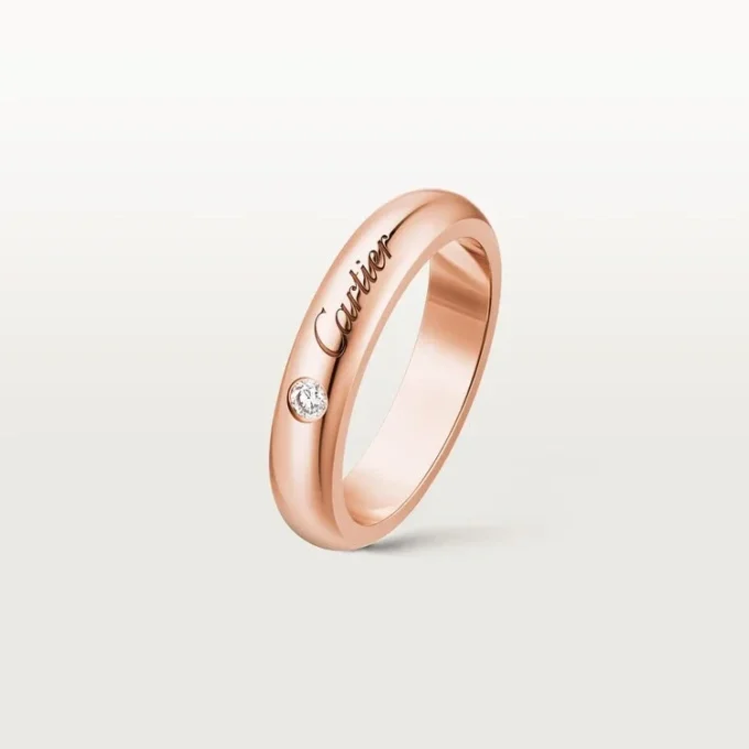 C De Cartier Wedding Ring, 4 Mm Width, 1 Diamond C De Cartier Wedding Ring, 4 Mm Width, 1 Diamond