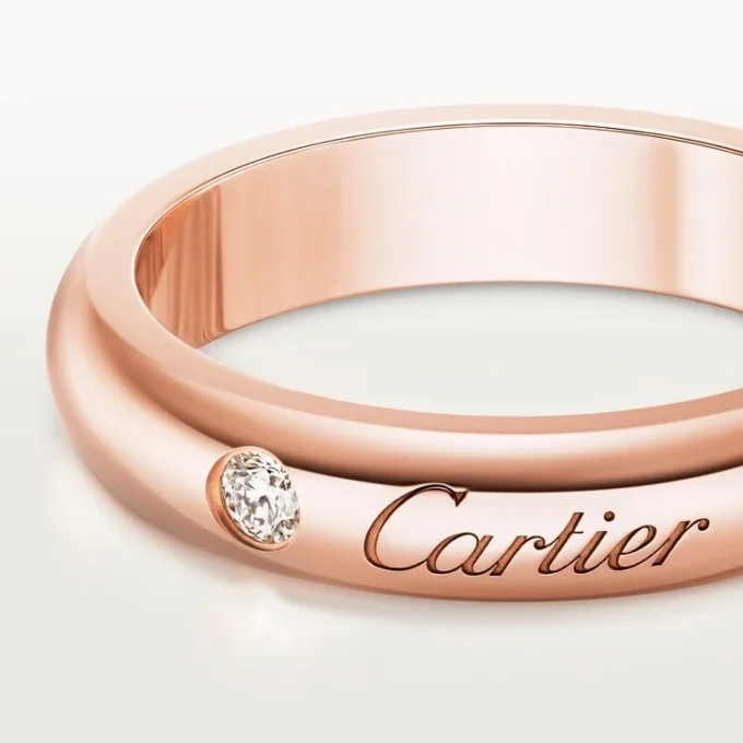 C De Cartier Wedding Ring, 4 Mm Width, 1 Diamond C De Cartier Wedding Ring, 4 Mm Width, 1 Diamond