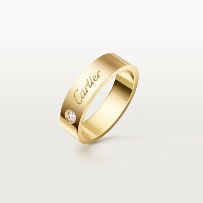 C De Cartier Wedding Ring, 5 Mm Width, 1 Diamond C De Cartier Wedding Ring, 5 Mm Width, 1 Diamond