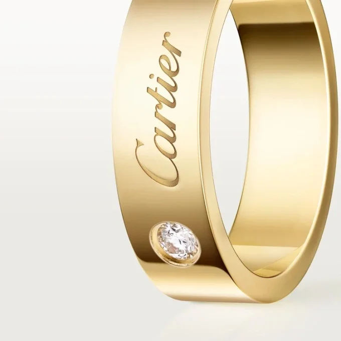 C De Cartier Wedding Ring, 5 Mm Width, 1 Diamond C De Cartier Wedding Ring, 5 Mm Width, 1 Diamond