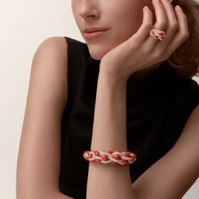 Cartier Libre Tressage Bracelet, Coral Cartier Libre Tressage Bracelet, Coral