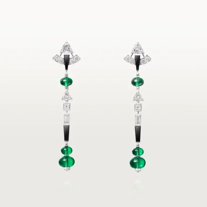 En Equilibre Earrings, Emerald, Paved En Equilibre Earrings, Emerald, Paved