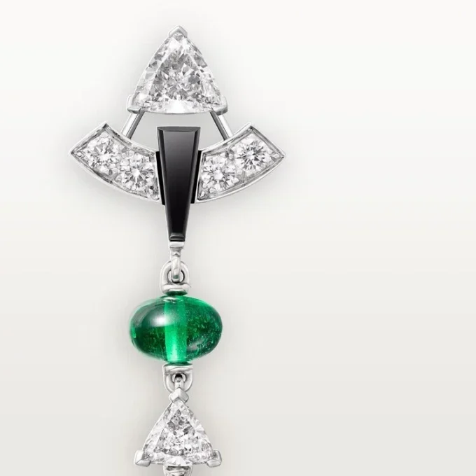 En Equilibre Earrings, Emerald, Paved En Equilibre Earrings, Emerald, Paved