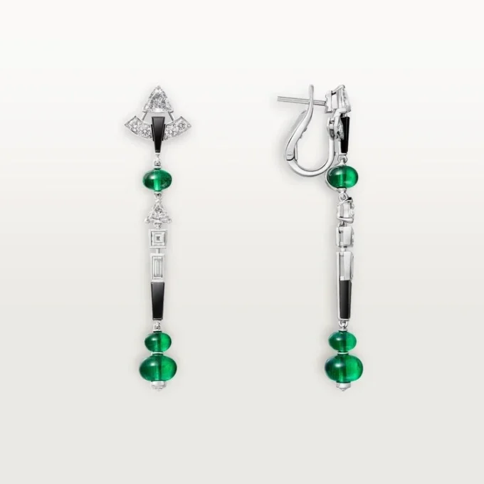 En Equilibre Earrings, Emerald, Paved En Equilibre Earrings, Emerald, Paved