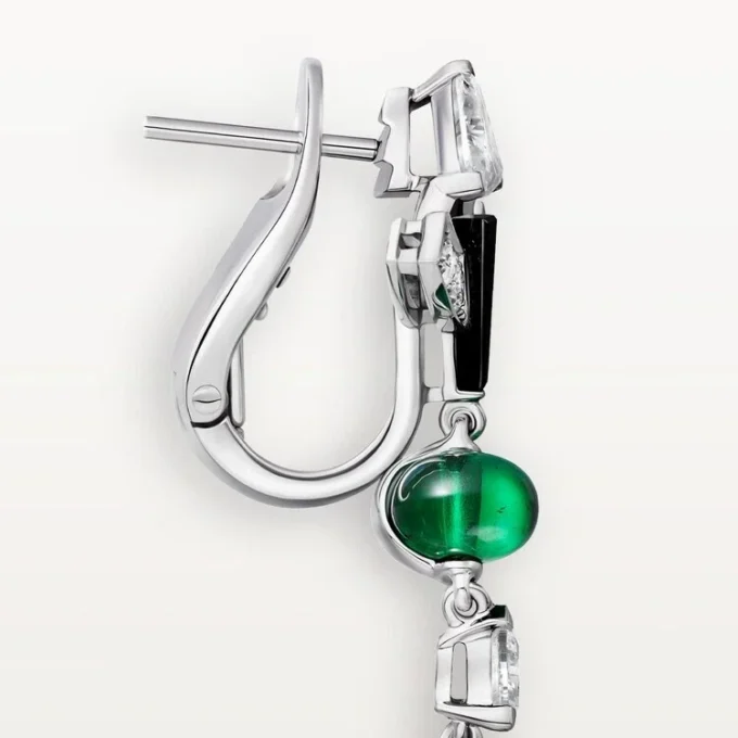 En Equilibre Earrings, Emerald, Paved En Equilibre Earrings, Emerald, Paved