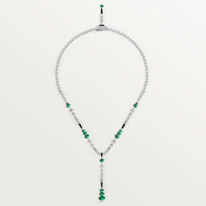 En Equilibre Necklace, Emerald, Paved En Equilibre Necklace, Emerald, Paved