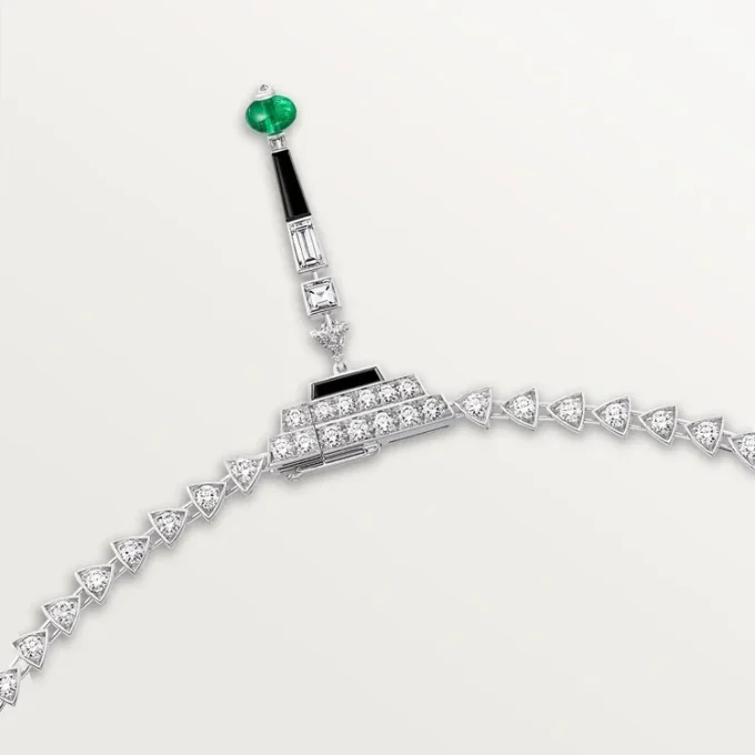 En Equilibre Necklace, Emerald, Paved En Equilibre Necklace, Emerald, Paved