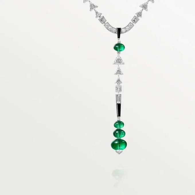 En Equilibre Necklace, Emerald, Paved En Equilibre Necklace, Emerald, Paved