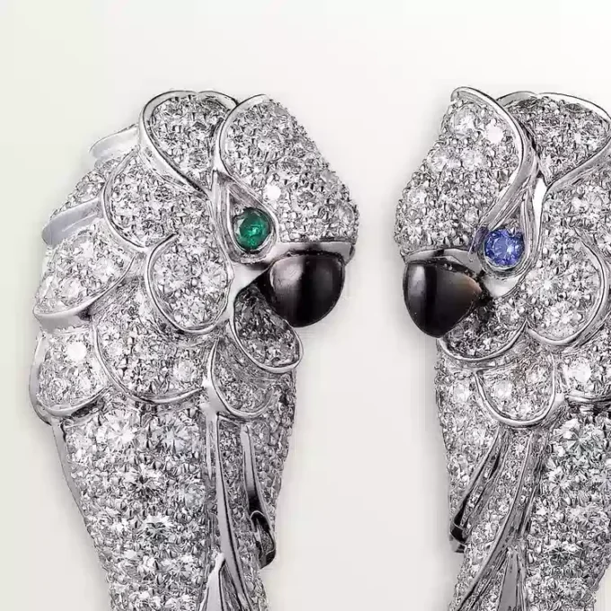 Faune Et Flore De Cartier Earrings, Emerald Drops, Paved Faune Et Flore De Cartier Earrings, Emerald Drops, Paved