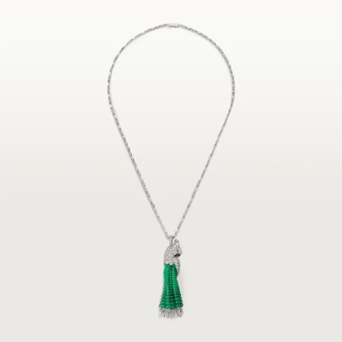 Faune Et Flore De Cartier Necklace, Emerald Beads, Paved