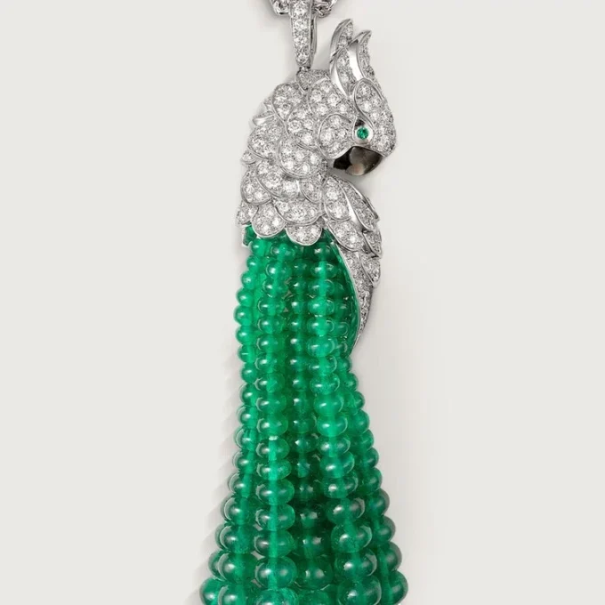 Faune Et Flore De Cartier Necklace, Emerald Beads, Paved