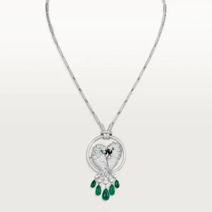 Faune Et Flore De Cartier Necklace, Emerald Drops, Paved