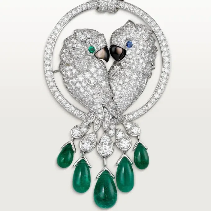 Faune Et Flore De Cartier Necklace, Emerald Drops, Paved