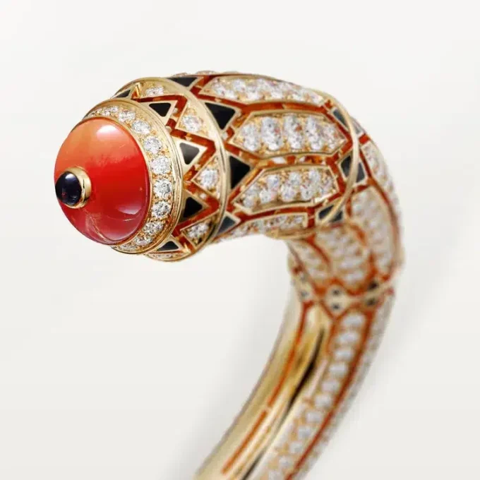 Geometrie & Contrastes Bracelet, Coral, Paved Geometrie & Contrastes Bracelet, Coral, Paved