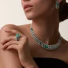 Geometrie & Contrastes Earrings, Chrysoprase, Paved Geometrie & Contrastes Earrings, Chrysoprase, Paved