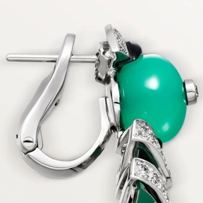 Geometrie & Contrastes Earrings, Chrysoprase, Paved Geometrie & Contrastes Earrings, Chrysoprase, Paved