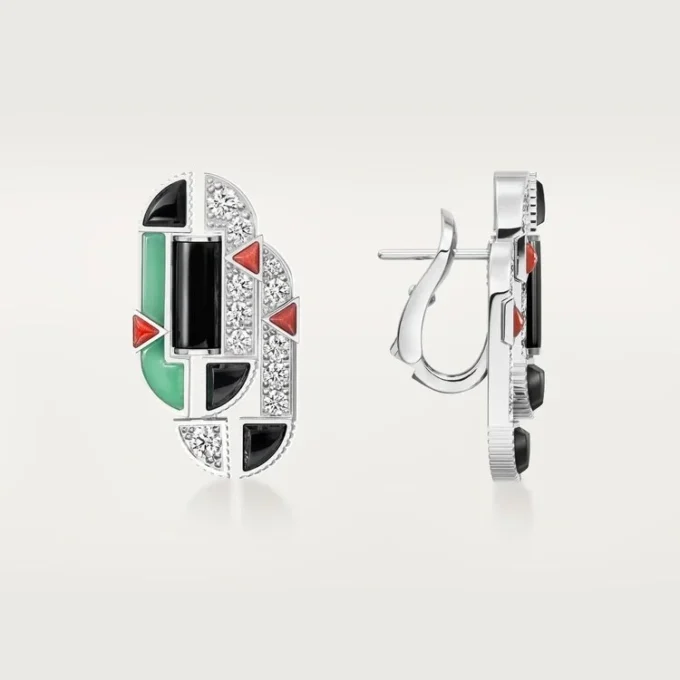 Geometrie & Contrastes Earrings, Chrysoprase, Paved Geometrie & Contrastes Earrings, Chrysoprase, Paved