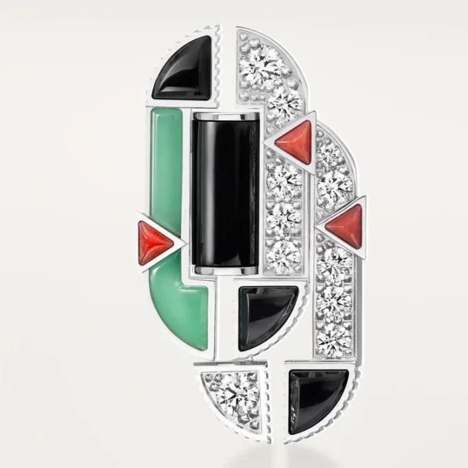 Geometrie & Contrastes Earrings, Chrysoprase, Paved Geometrie & Contrastes Earrings, Chrysoprase, Paved