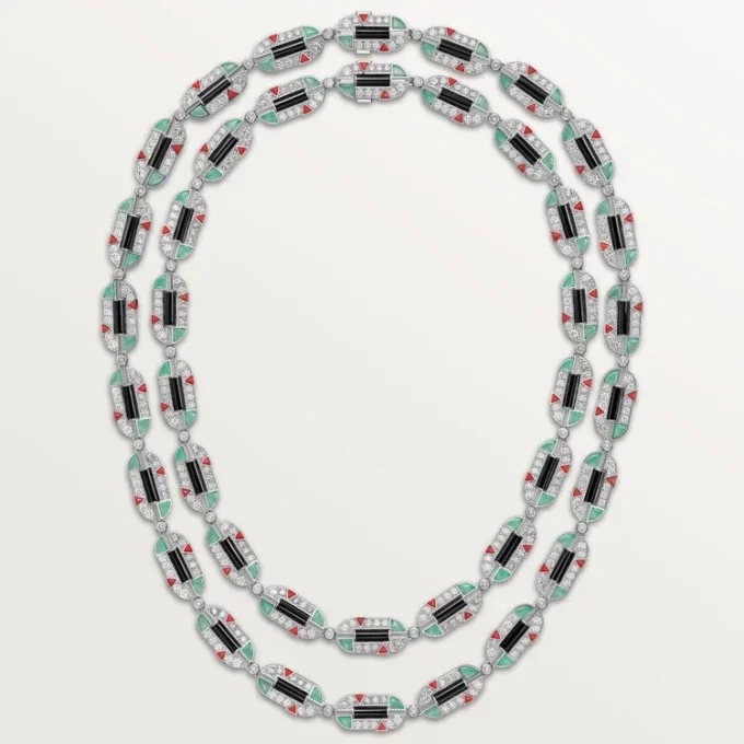 Geometrie & Contrastes Necklace, Chrysoprase, Multi-Wear, Paved Geometrie & Contrastes Necklace, Chrysoprase, Multi-Wear, Paved