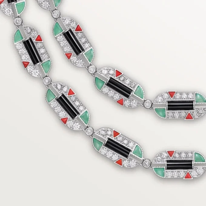Geometrie & Contrastes Necklace, Chrysoprase, Multi-Wear, Paved Geometrie & Contrastes Necklace, Chrysoprase, Multi-Wear, Paved