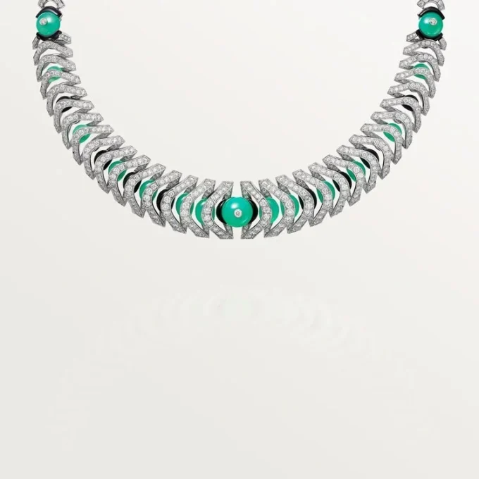 Geometrie & Contrastes Necklace, Chrysoprase, Paved Geometrie & Contrastes Necklace, Chrysoprase, Paved