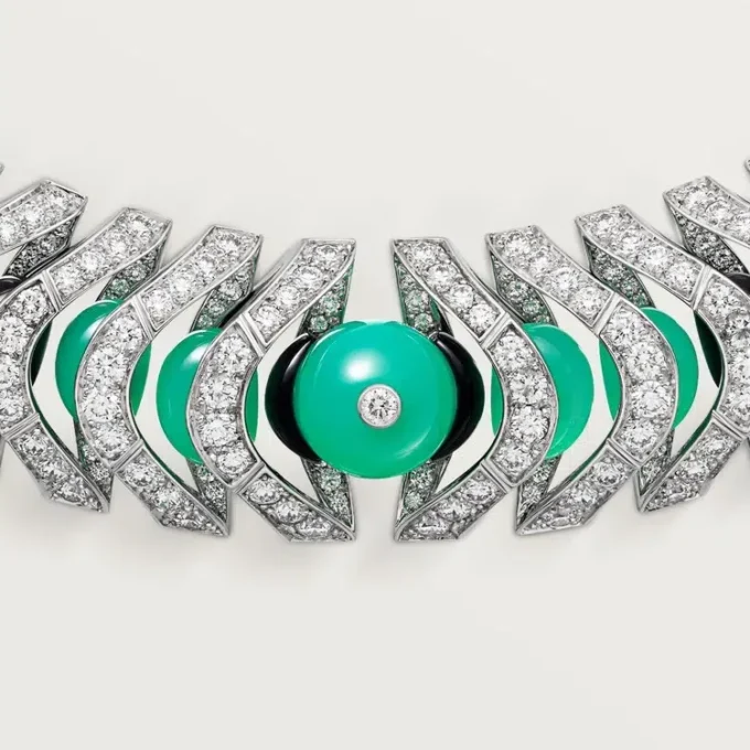Geometrie & Contrastes Necklace, Chrysoprase, Paved Geometrie & Contrastes Necklace, Chrysoprase, Paved