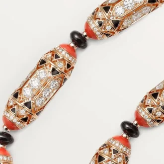Geometrie & Contrastes Necklace, Coral, Paved Geometrie & Contrastes Necklace, Coral, Paved