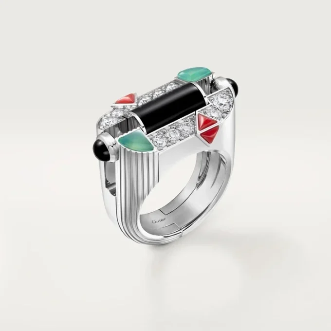 Geometrie & Contrastes Ring, Chrysoprase, Paved Geometrie & Contrastes Ring, Chrysoprase, Paved