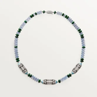 High Jewelry Necklace – White Gold, Chalcedony, Skarn, Turquoise, Black Lacquer, Diamonds – Cartier High Jewelry Necklace – White Gold, Chalcedony, Skarn, Turquoise, Black Lacquer, Diamonds – Cartier