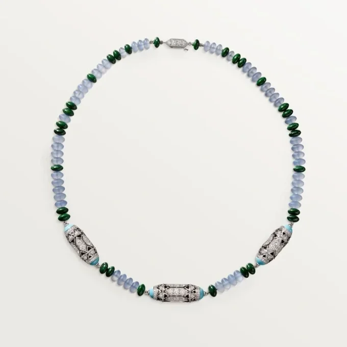 High Jewelry Necklace – White Gold, Chalcedony, Skarn, Turquoise, Black Lacquer, Diamonds – Cartier High Jewelry Necklace – White Gold, Chalcedony, Skarn, Turquoise, Black Lacquer, Diamonds – Cartier