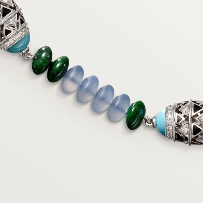 High Jewelry Necklace – White Gold, Chalcedony, Skarn, Turquoise, Black Lacquer, Diamonds – Cartier High Jewelry Necklace – White Gold, Chalcedony, Skarn, Turquoise, Black Lacquer, Diamonds – Cartier