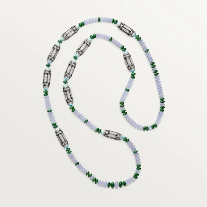 High Jewelry Necklace – White Gold, Chalcedony, Skarn, Turquoise, Black Lacquer, Diamonds – Cartier