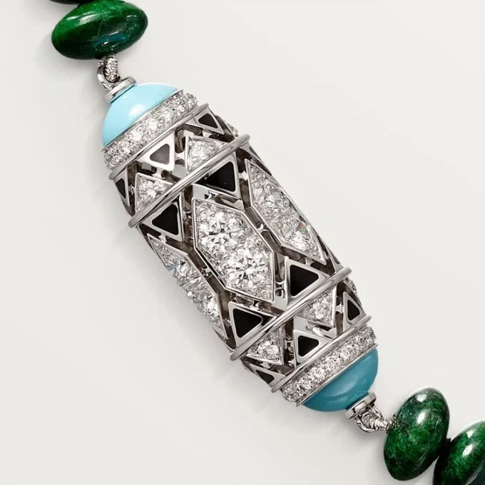 High Jewelry Necklace – White Gold, Chalcedony, Skarn, Turquoise, Black Lacquer, Diamonds – Cartier High Jewelry Necklace – White Gold, Chalcedony, Skarn, Turquoise, Black Lacquer, Diamonds – Cartier
