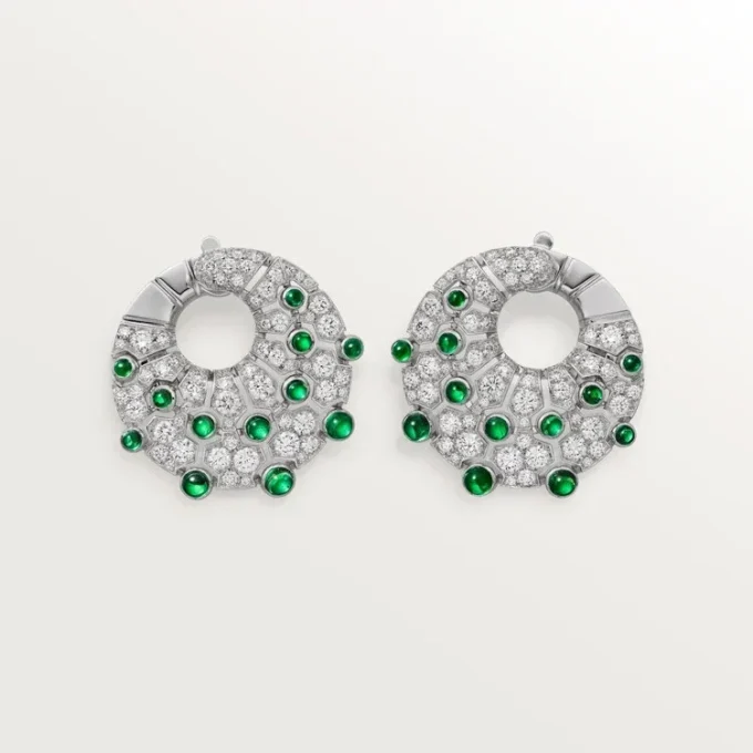 Le Voyage Recommence Hoop Earrings, Emerald, Paved Le Voyage Recommence Hoop Earrings, Emerald, Paved