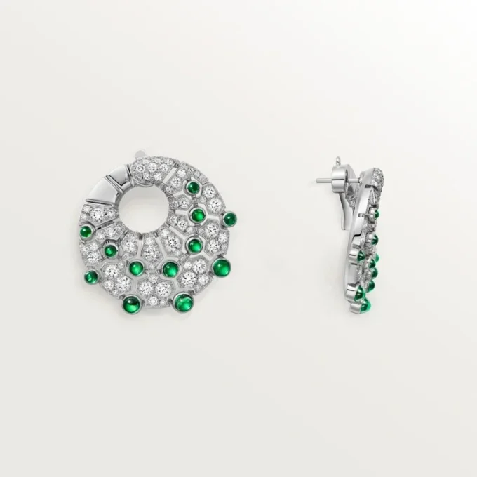 Le Voyage Recommence Hoop Earrings, Emerald, Paved Le Voyage Recommence Hoop Earrings, Emerald, Paved