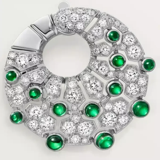 Le Voyage Recommence Hoop Earrings, Emerald, Paved Le Voyage Recommence Hoop Earrings, Emerald, Paved