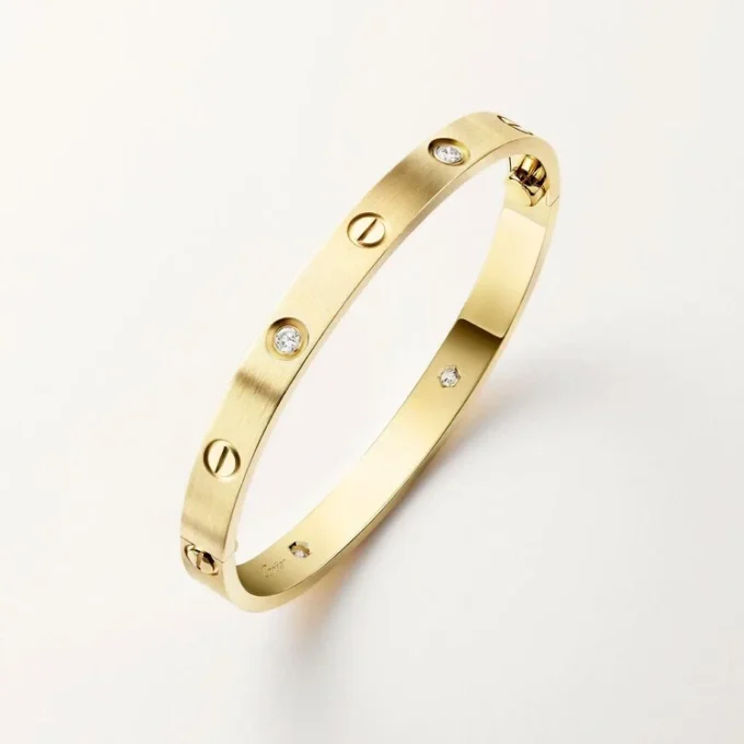 Love Bracelet, Classic Model, Brushed, 4 Diamonds Love Bracelet, Classic Model, Brushed, 4 Diamonds