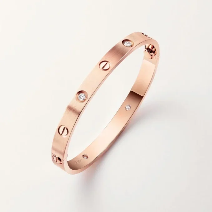 Love Bracelet, Classic Model, Brushed, 4 Diamonds Love Bracelet, Classic Model, Brushed, 4 Diamonds
