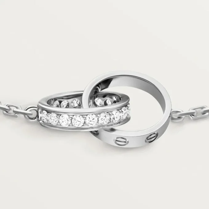 Love Bracelet, on Chain, Half-Paved