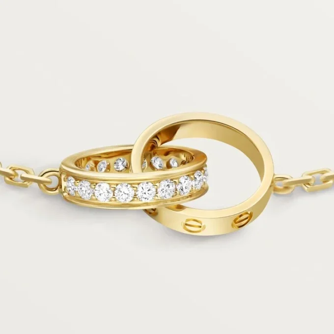 Love Bracelet, on Chain, Half-Paved