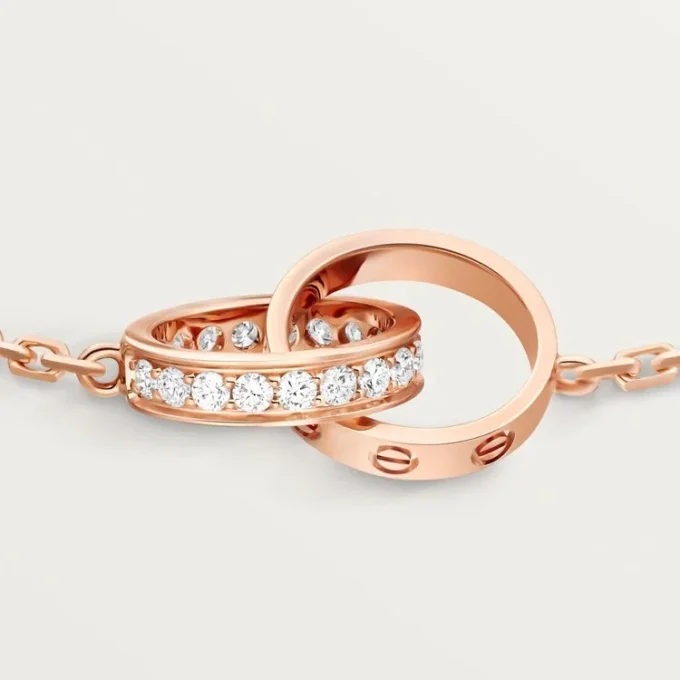 Love Bracelet, on Chain, Half-Paved
