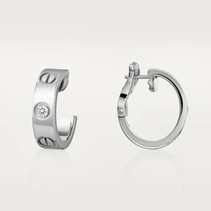 Love Earrings, 2 Diamonds – White Gold, Diamonds – Cartier Love Earrings, 2 Diamonds – White Gold, Diamonds – Cartier