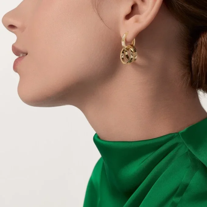 Love Earrings, Multiwear, Half-Paved Love Earrings, Multiwear, Half-Paved