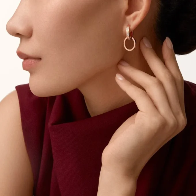Love Earrings, Multiwear, Half-Paved Love Earrings, Multiwear, Half-Paved