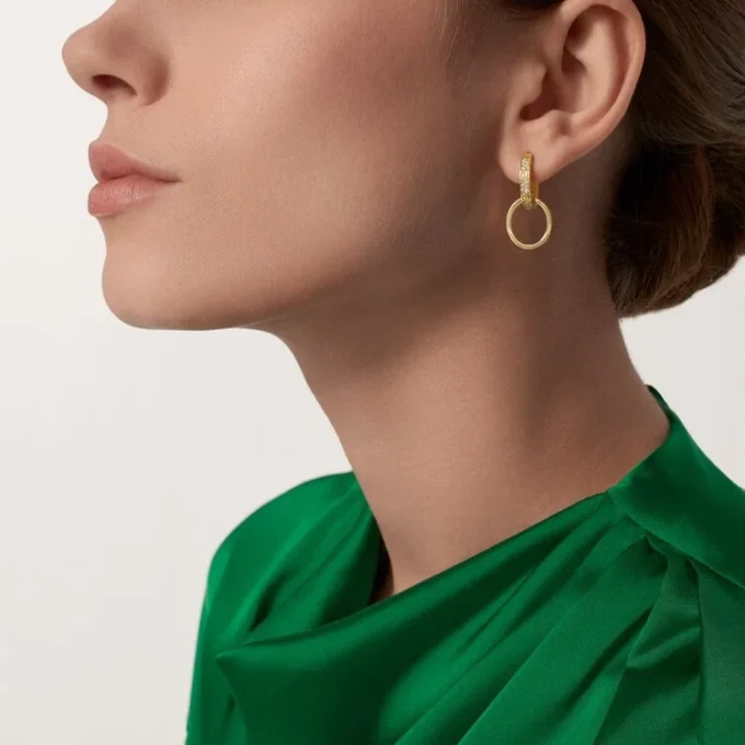 Love Earrings, Multiwear, Half-Paved Love Earrings, Multiwear, Half-Paved