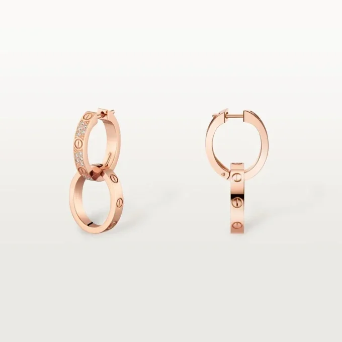 Love Earrings, Multiwear, Half-Paved Love Earrings, Multiwear, Half-Paved