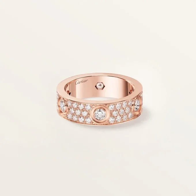 Love Ring, Classic Model, Paved, 6 Diamonds Love Ring, Classic Model, Paved, 6 Diamonds
