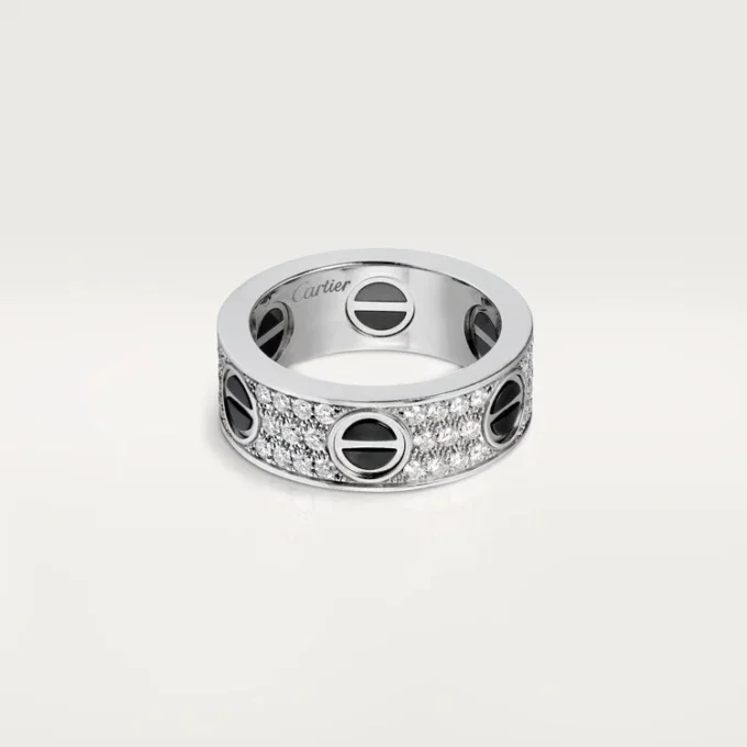 Love Ring, Diamond-Paved, Ceramic – White Gold, Ceramic, Diamonds – Cartier