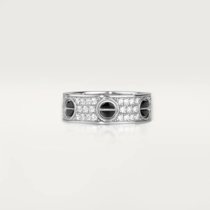 Love Ring, Diamond-Paved, Ceramic – White Gold, Ceramic, Diamonds – Cartier